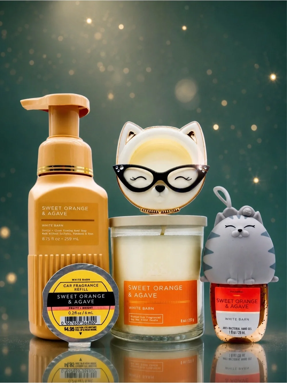 BBW Sweet Orange & Agave Cat 6pc Gift Set Soap Candle PocketBac
